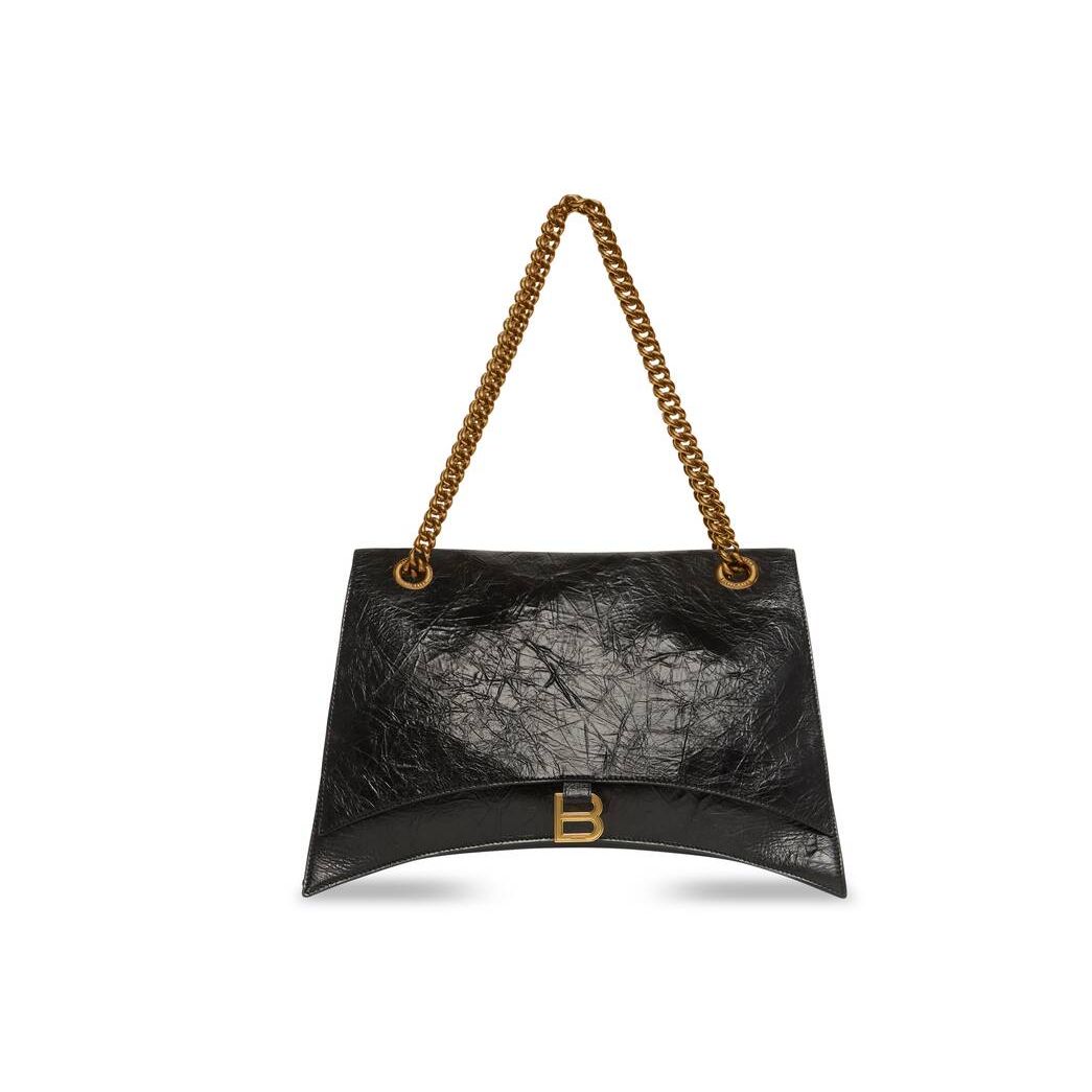 Women's Balenciaga Crush Large Chain Shoulder Bags Black | 8739GLWKP