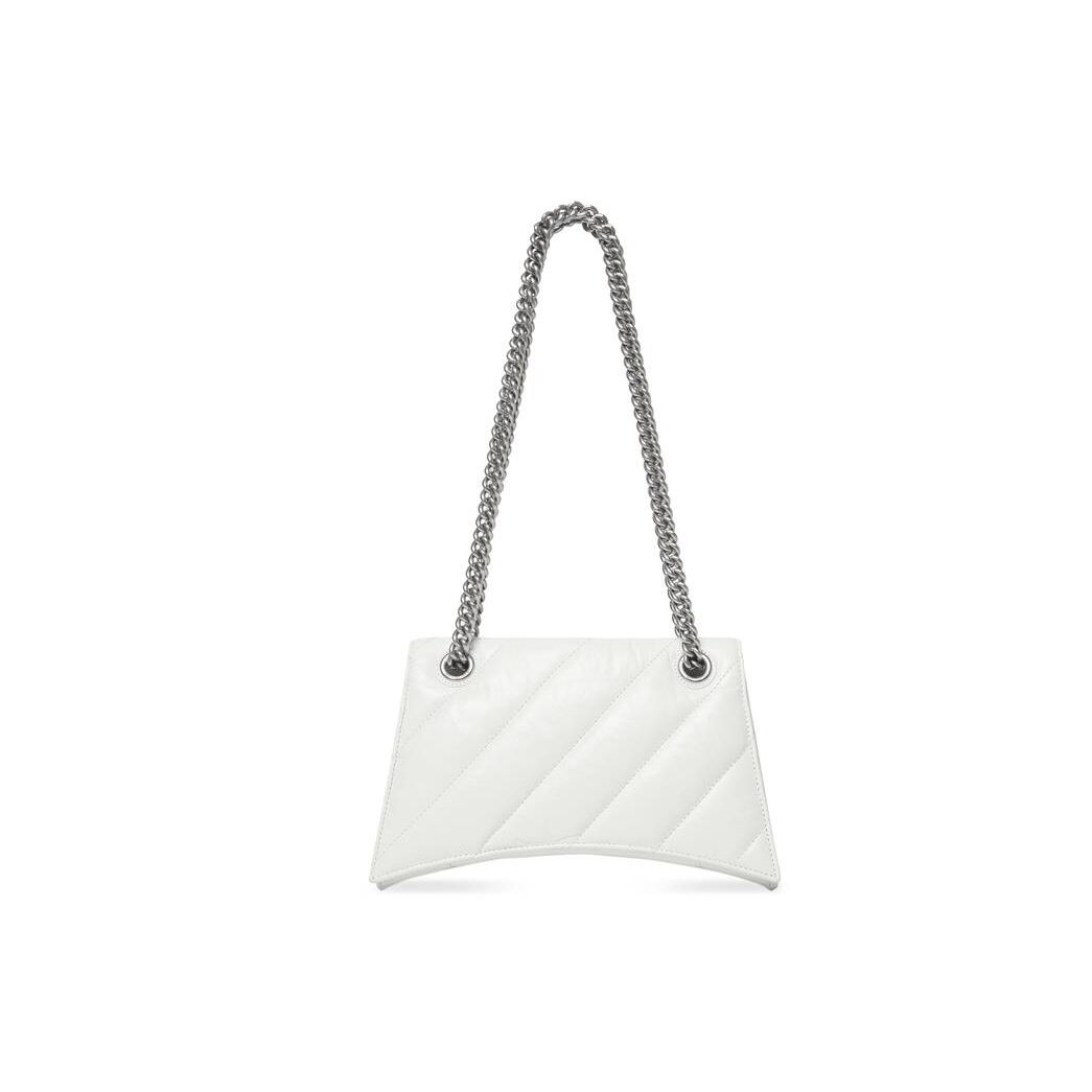 Women's Balenciaga Crush Small Chain Quilted Shoulder Bags White | 9043PZIJV