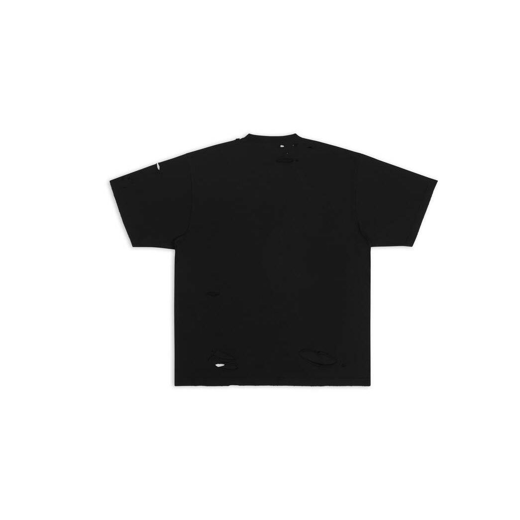 Women's Balenciaga Destroyed Boxy Fit T Shirts Black | 0264QGRXM