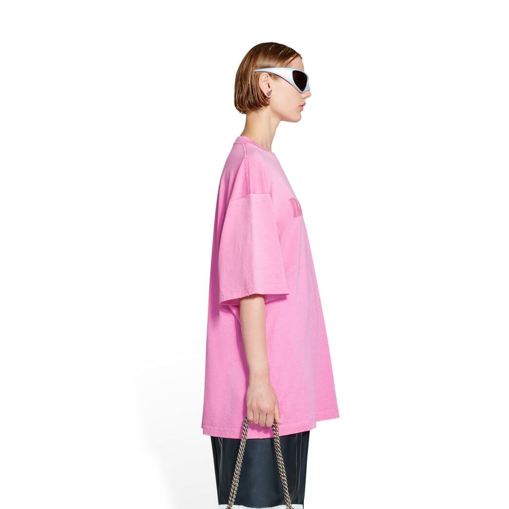 Women's Balenciaga Destroyed Boxy Fit T Shirts Pink | 7905IAGYH