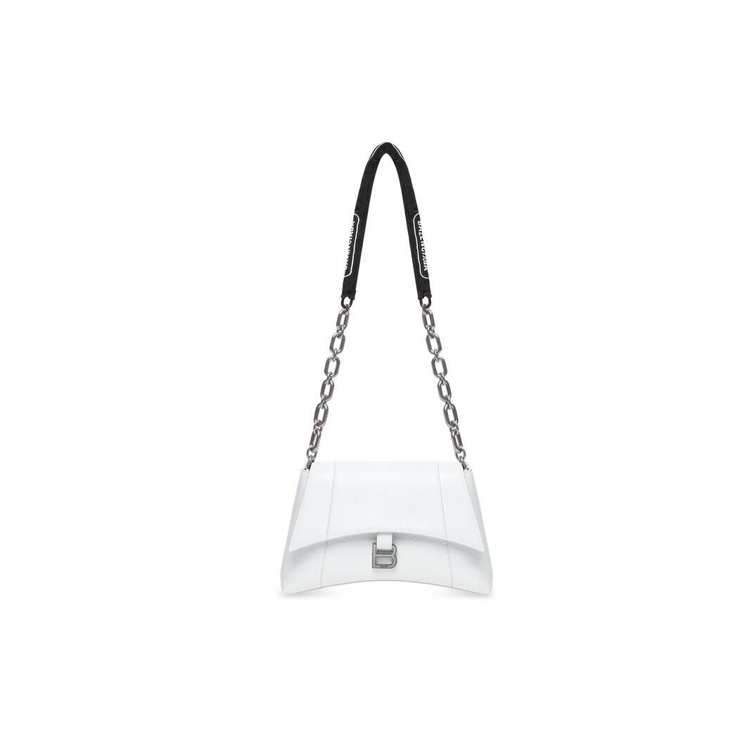 Women\'s Balenciaga Downtown Small Chain Shoulder Bags White | 7419GEMOS