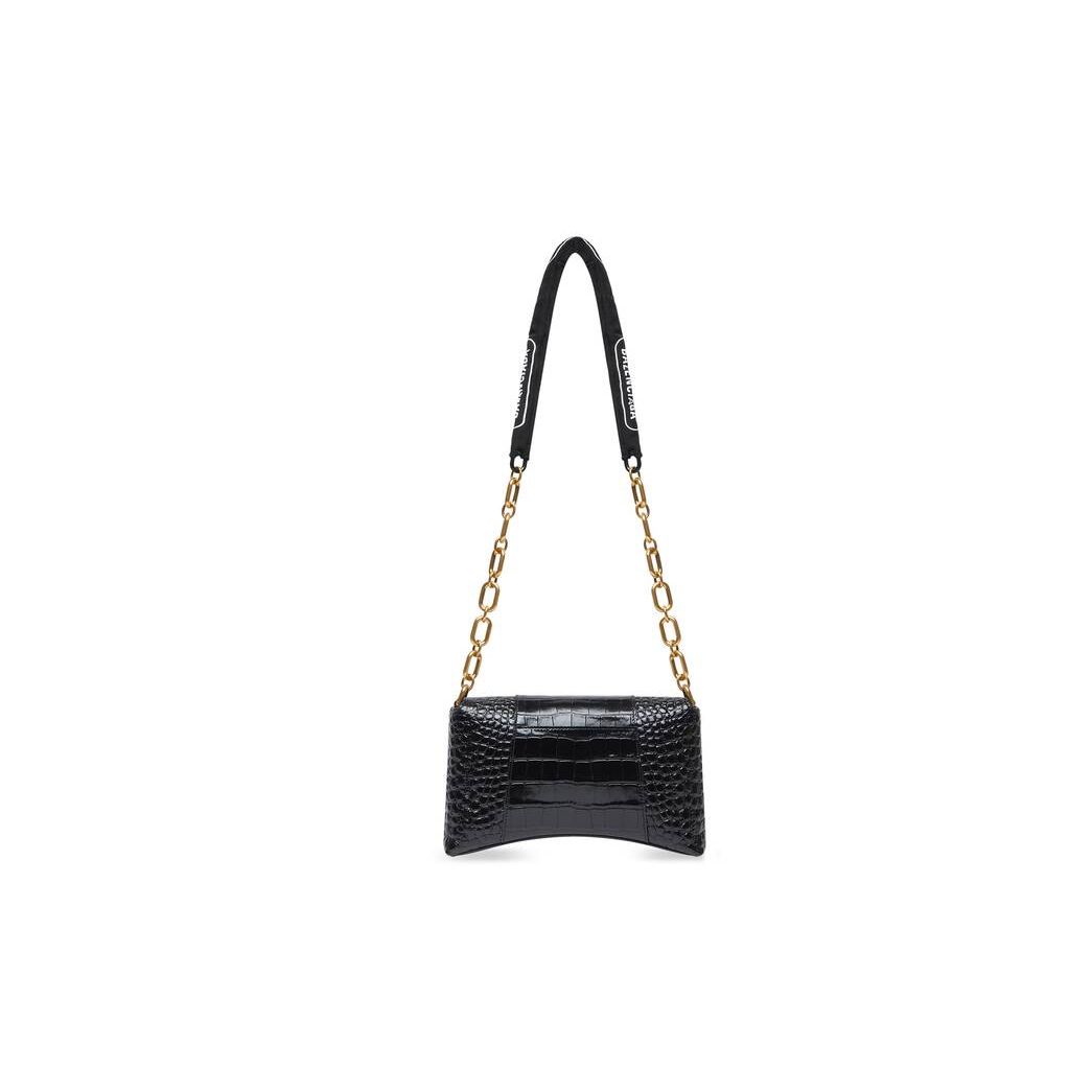 Women's Balenciaga Downtown Xs Crocodile Embossed Shoulder Bags Black | 7504CUSNB