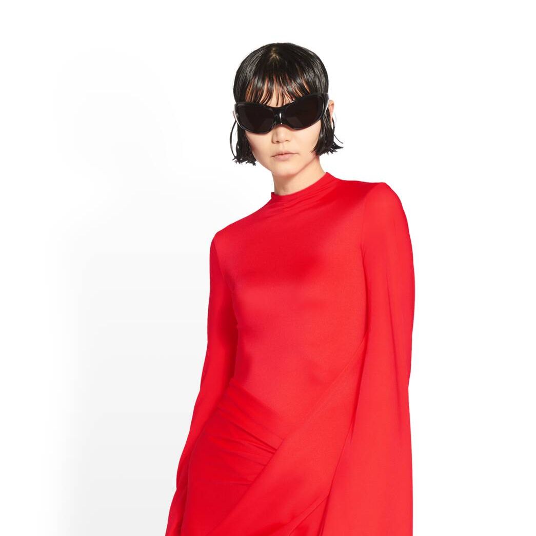 Women's Balenciaga Draped Dress Skirts Deep Red | 8549ELVTH