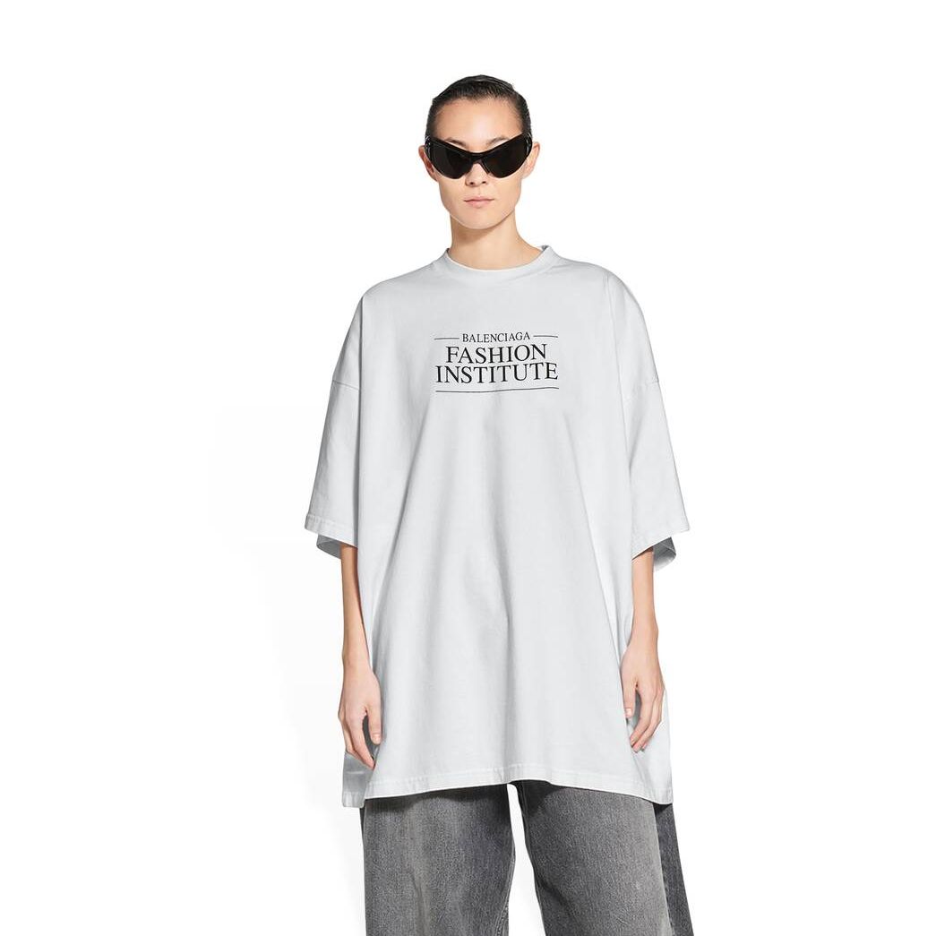 Women's Balenciaga Fashion Institute T Shirts Light Grey | 0158LQIRA