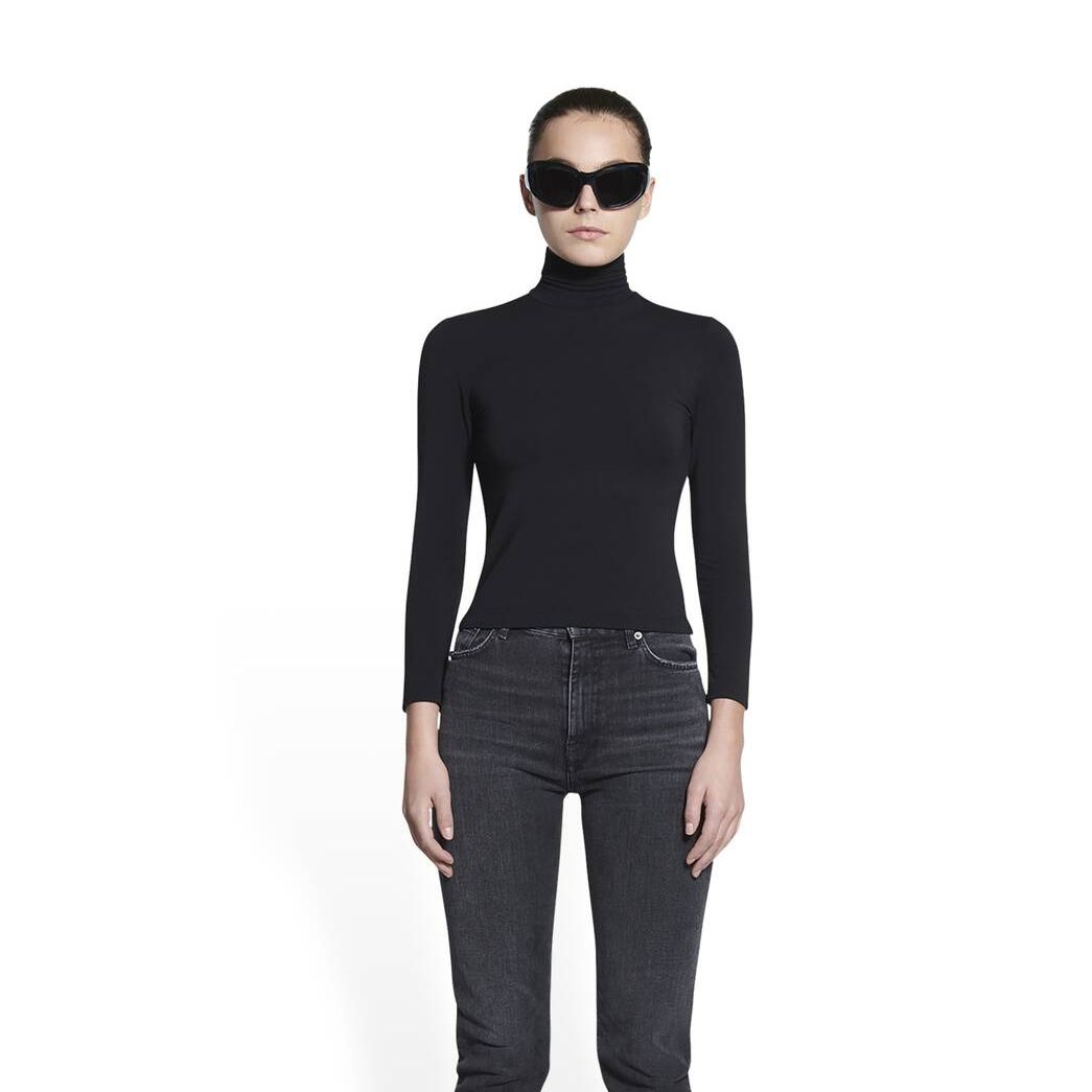 Women's Balenciaga Fitted Turtleneck Knitwear Black | 8529QRDGU