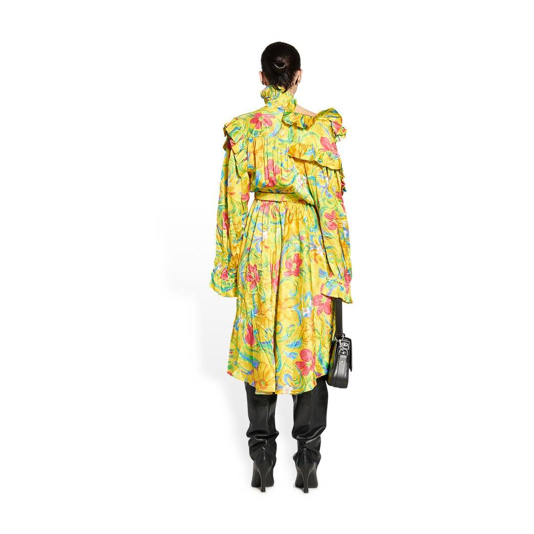 Women's Balenciaga Floral Off Shoulder Dress Skirts Yellow | 4712YCBDR