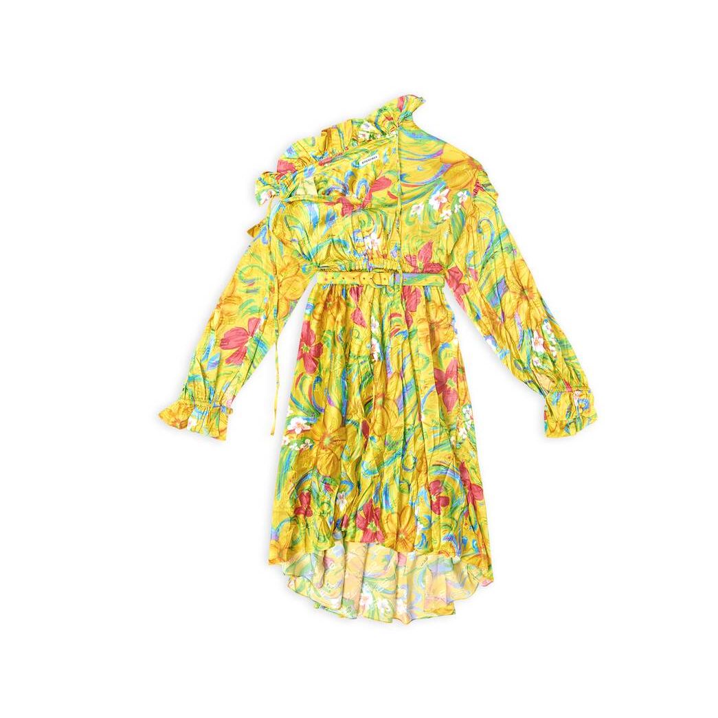 Women's Balenciaga Floral Off Shoulder Dress Skirts Yellow | 4712YCBDR