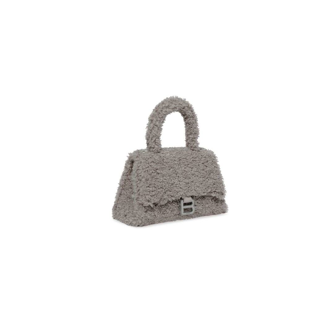 Women's Balenciaga Furry Hourglass Small Handbag Grey | 7421CFUPH