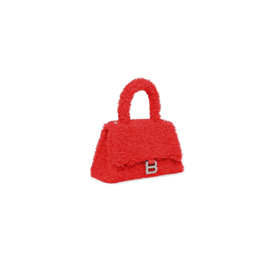 Women's Balenciaga Furry Hourglass Small Handbag Red | 9740MVUJA