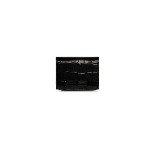 Women's Balenciaga Gossip Zipped Mini Crocodile Embossed Wallets Black | 1629NRLXU