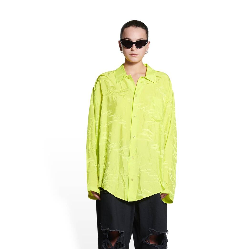 Women's Balenciaga Handwritten Minimal Shirt Tops Yellow | 6094IPDCG