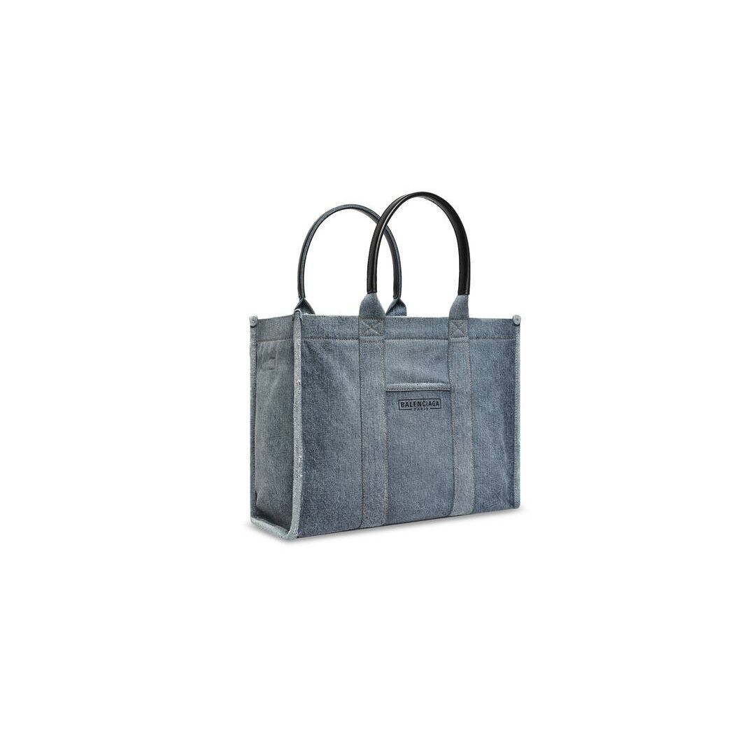 Women's Balenciaga Hardware Medium Denim Tote Bags Blue | 2489RXTUO