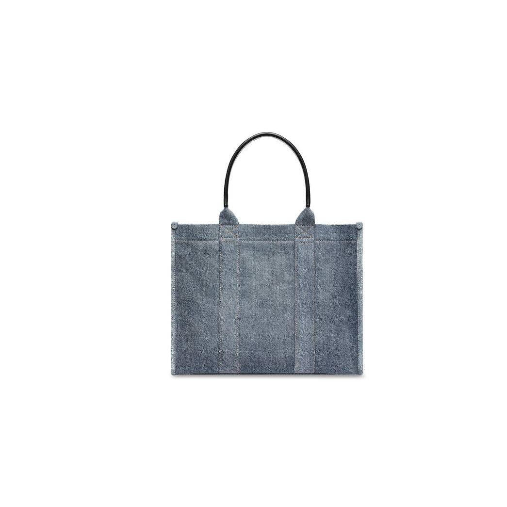 Women's Balenciaga Hardware Medium Denim Tote Bags Blue | 2489RXTUO