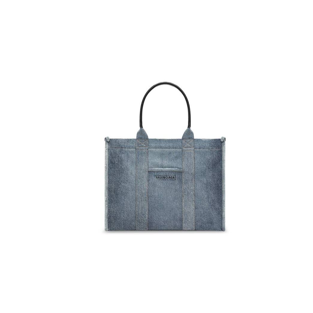 Women\'s Balenciaga Hardware Medium Denim Tote Bags Blue | 2489RXTUO