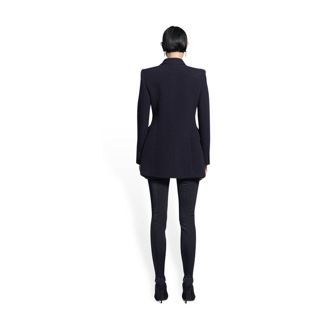 Women's Balenciaga Hourglass Blazer Jackets Dark Blue | 2760SBGPC