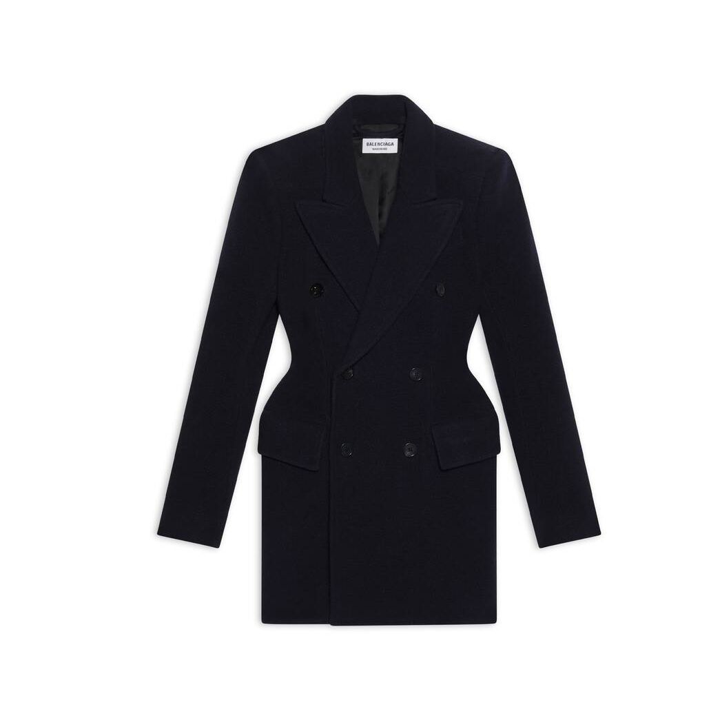 Women's Balenciaga Hourglass Blazer Jackets Dark Blue | 2760SBGPC