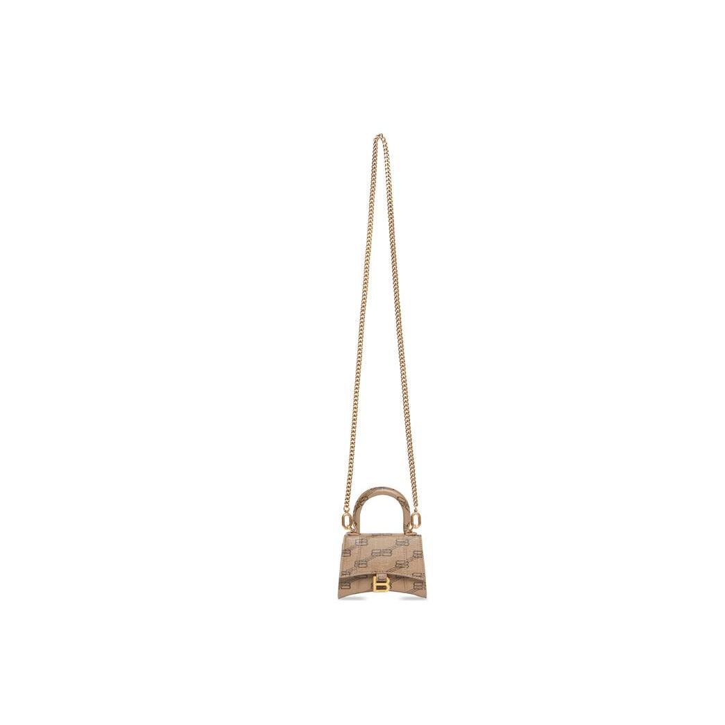 Women's Balenciaga Hourglass Chain Bb Monogram Coated Canvas Mini Bag Beige | 3491VGNBJ