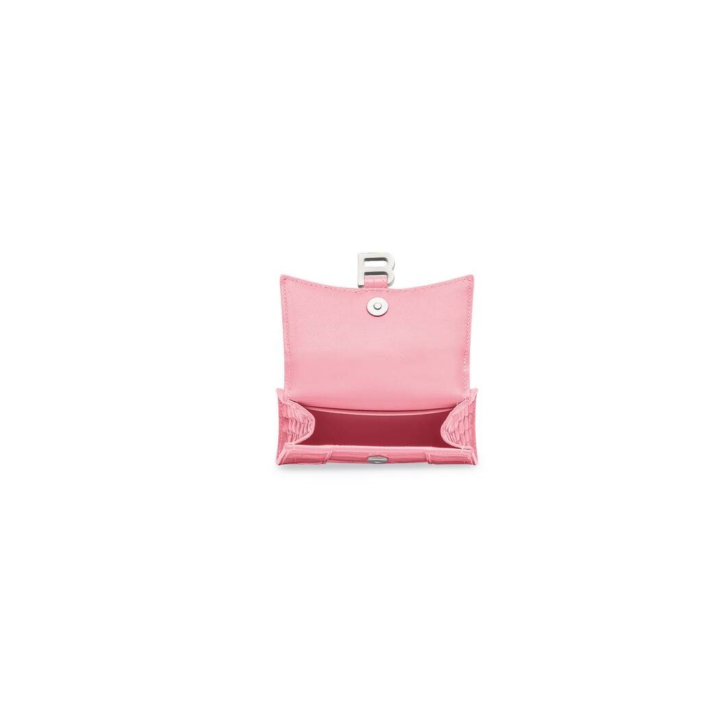 Women's Balenciaga Hourglass Chain Crocodile Embossed Mini Bag Pink | 8526XYEOV