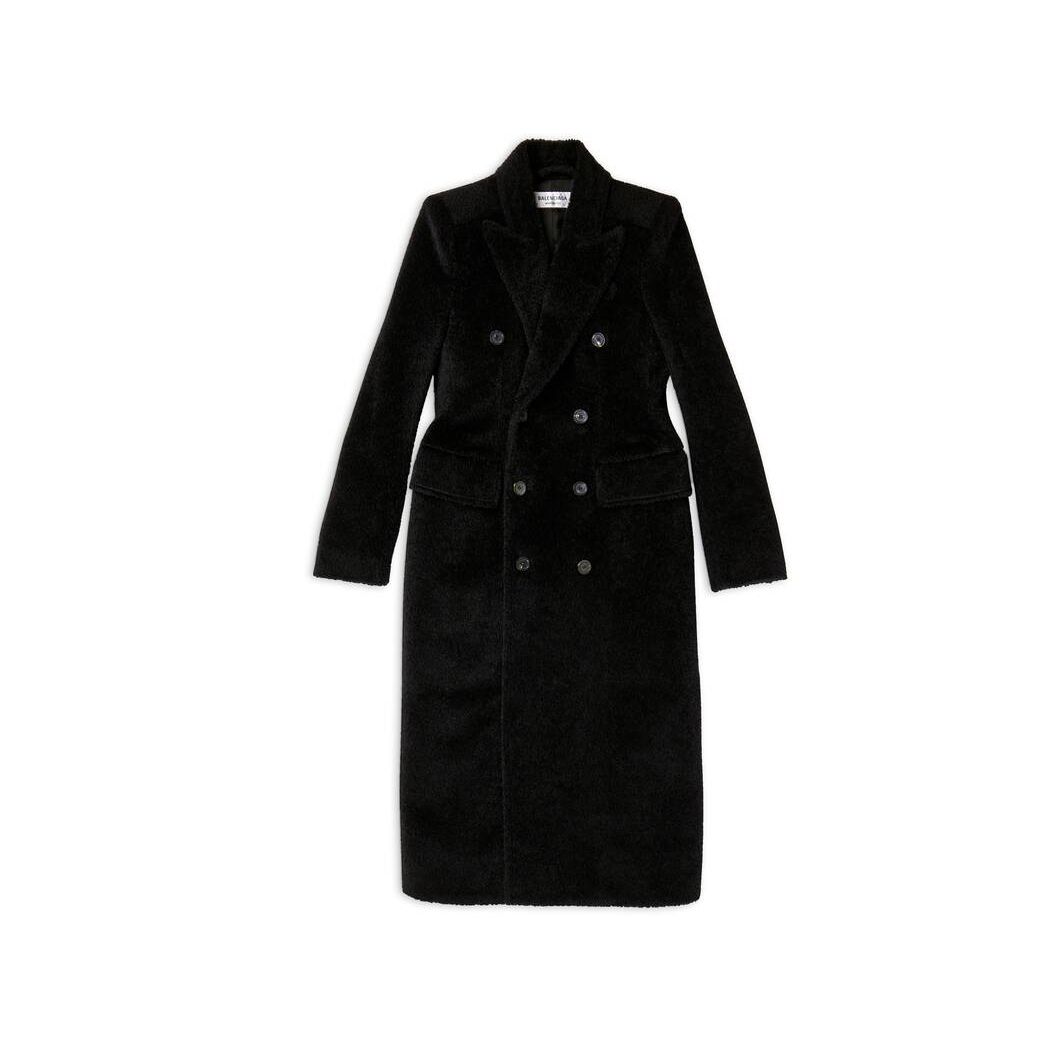 Women's Balenciaga Hourglass Coat Jackets Black | 1746USJFN