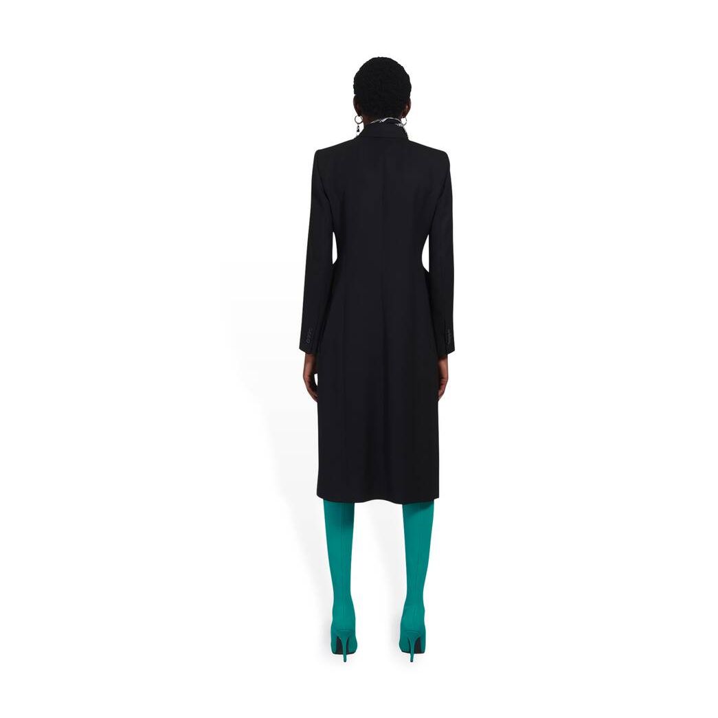 Women's Balenciaga Hourglass Coat Jackets Black | 1869ICMEB