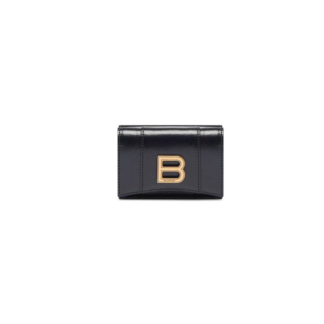 Women\'s Balenciaga Hourglass Mini Wallets Black | 1642JTQPS