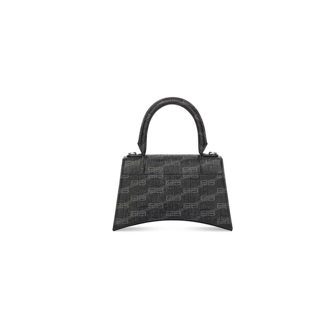 Women's Balenciaga Hourglass Small Bb Monogram Coated Canvas Handbag Black | 9607UZYVR