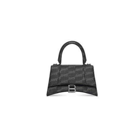 Women's Balenciaga Hourglass Small Bb Monogram Coated Canvas Handbag Black | 9607UZYVR