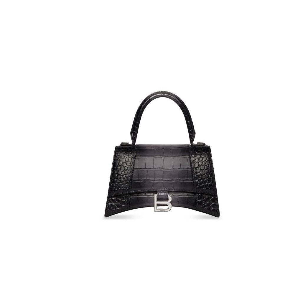 Women's Balenciaga Hourglass Small Crocodile Embossed Handbag Grey | 0876PETDG