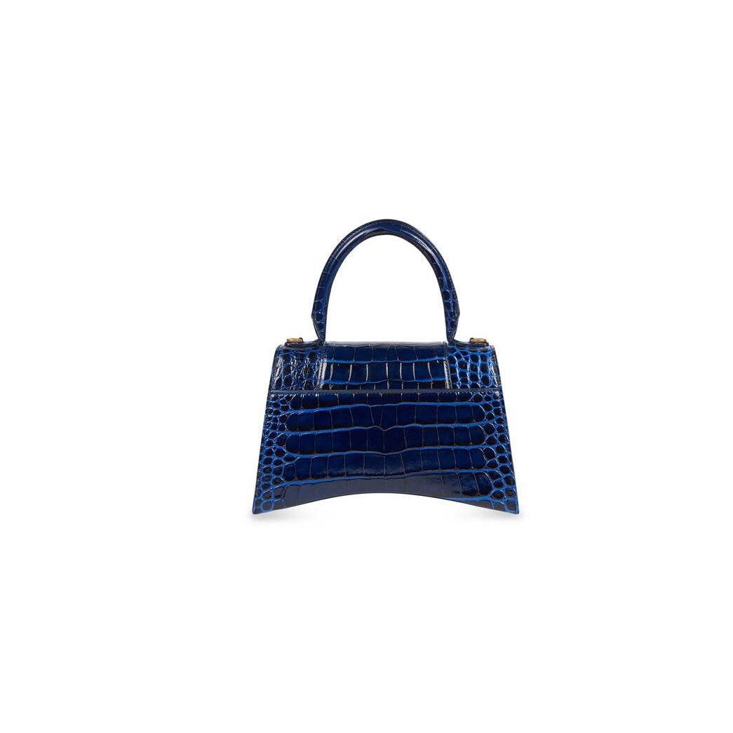 Women's Balenciaga Hourglass Small Crocodile Embossed Handbag Navy | 3487JRKCX