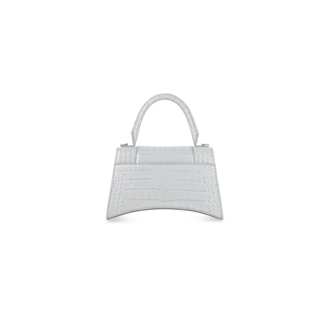 Women's Balenciaga Hourglass Small Crocodile Embossed Handbag Grey | 9086MHGVS