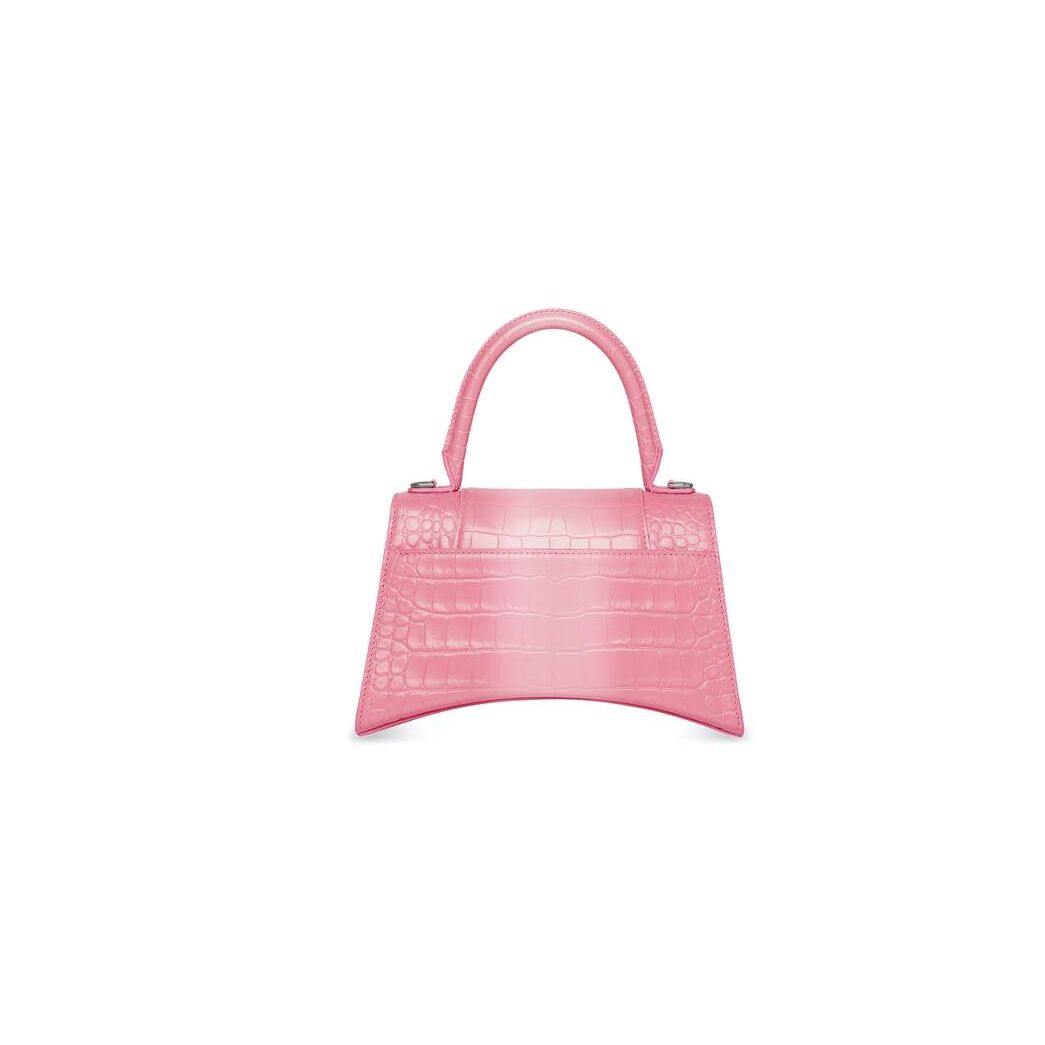 Women's Balenciaga Hourglass Small Crocodile Embossed Handbag Pink | 9086RZXEC