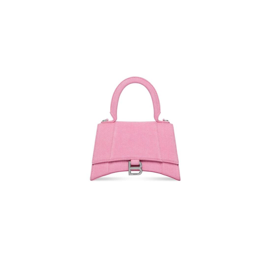 Women\'s Balenciaga Hourglass Small Denim Handbag Pink | 9643NSHKB