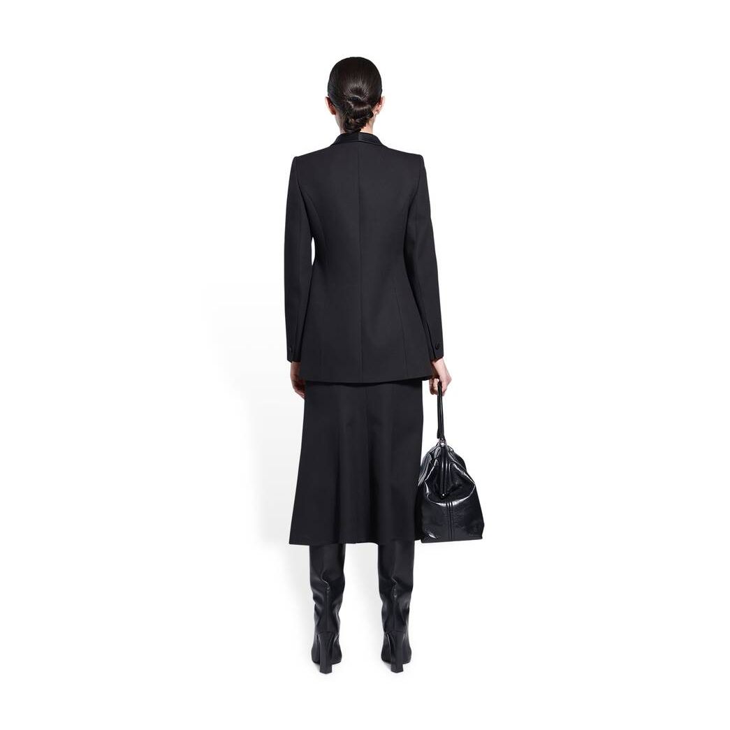 Women's Balenciaga Hourglass Tuxedo Jackets Black | 6075TZJHN