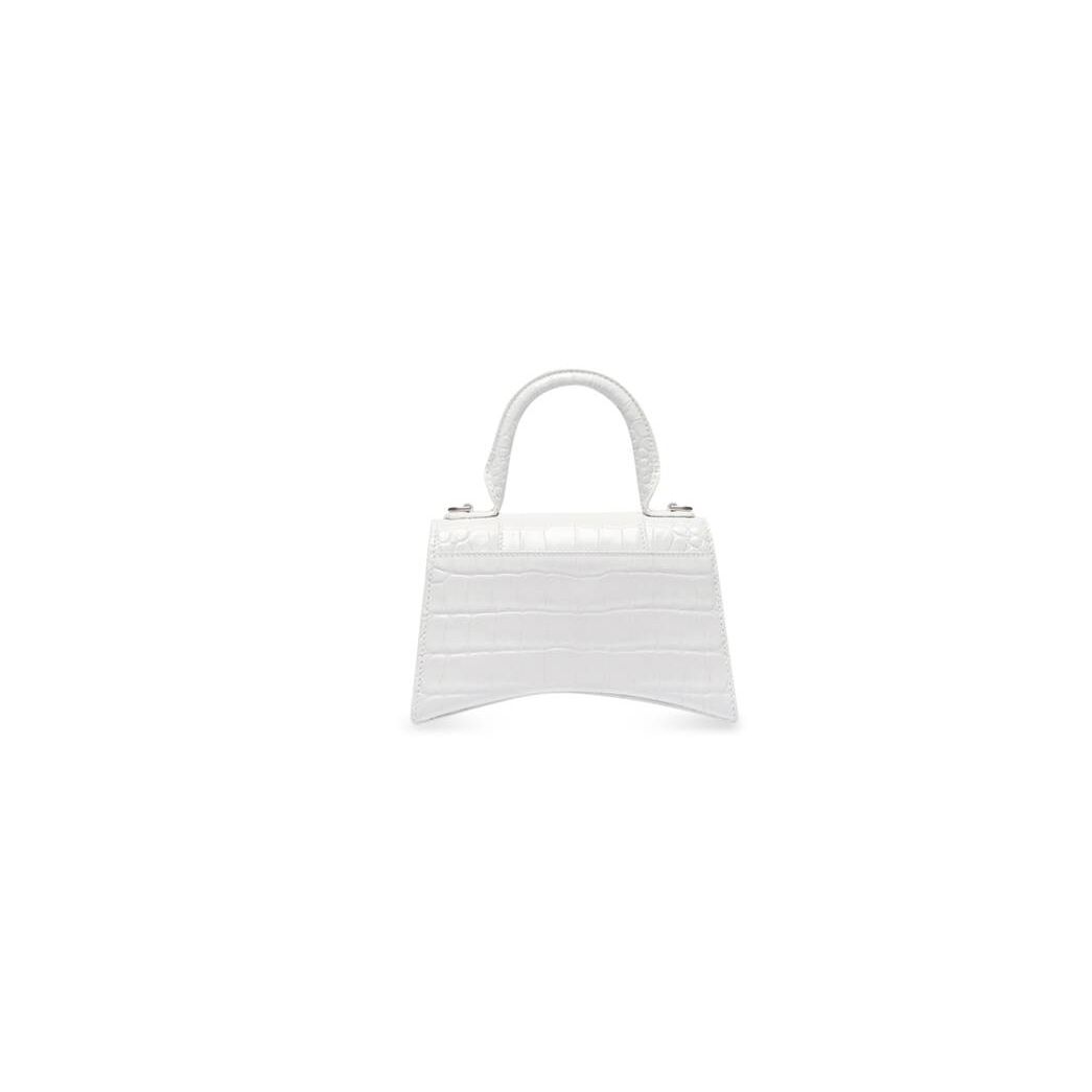 Women's Balenciaga Hourglass Xs Crocodile Embossed Mini Bag White | 4285FMBOS