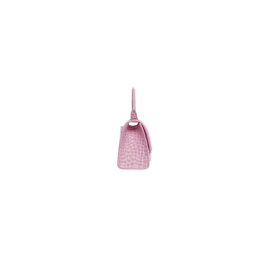 Women's Balenciaga Hourglass Xs Crocodile Embossed Mini Bag Light Pink | 5823QTVIF