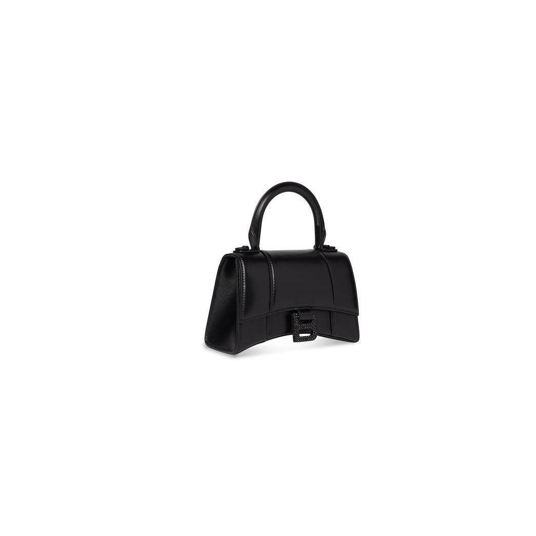 Women's Balenciaga Hourglass Xs Rhinestones Mini Bag Black | 5604ZWELP