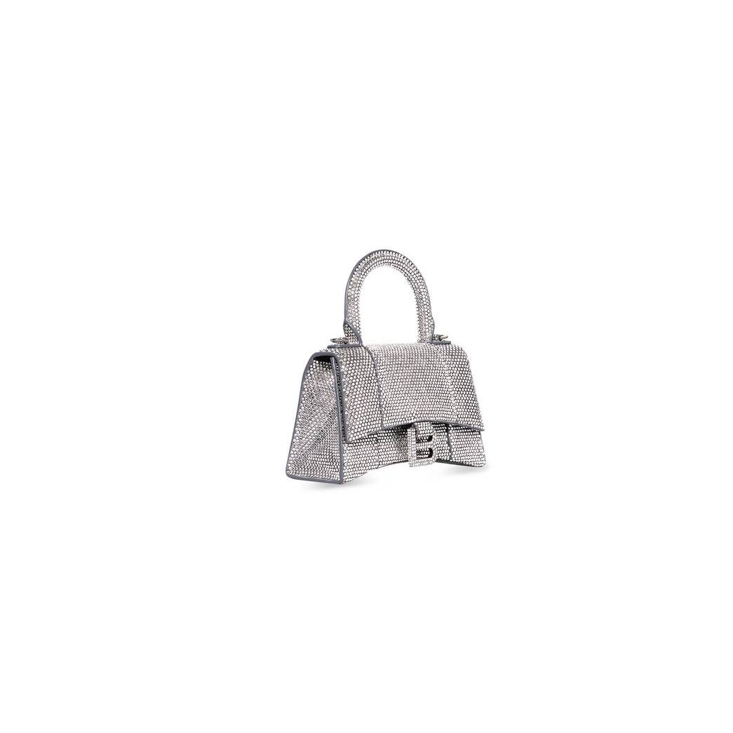 Women's Balenciaga Hourglass Xs Rhinestones Mini Bag Grey | 8309CRALY