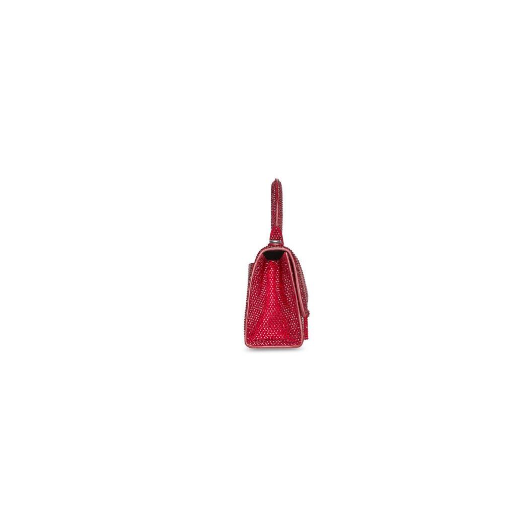 Women's Balenciaga Hourglass Xs With Rhinestones Handbag Red | 3527CELHW