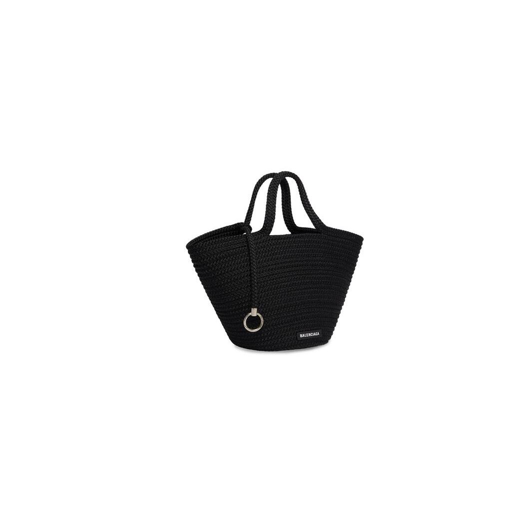 Women's Balenciaga Ibiza Medium Basket With Strap Tote Bags Black | 7364ZBNGW