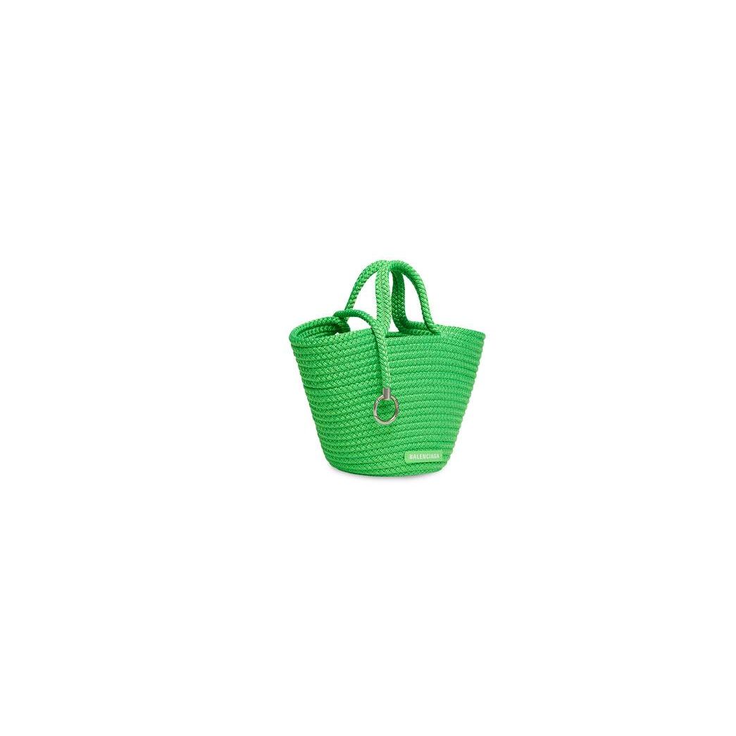 Women's Balenciaga Ibiza Small Basket With Strap Tote Bags Green | 1673LIEWB