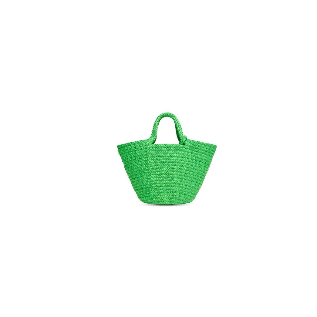 Women's Balenciaga Ibiza Small Basket With Strap Tote Bags Green | 1673LIEWB