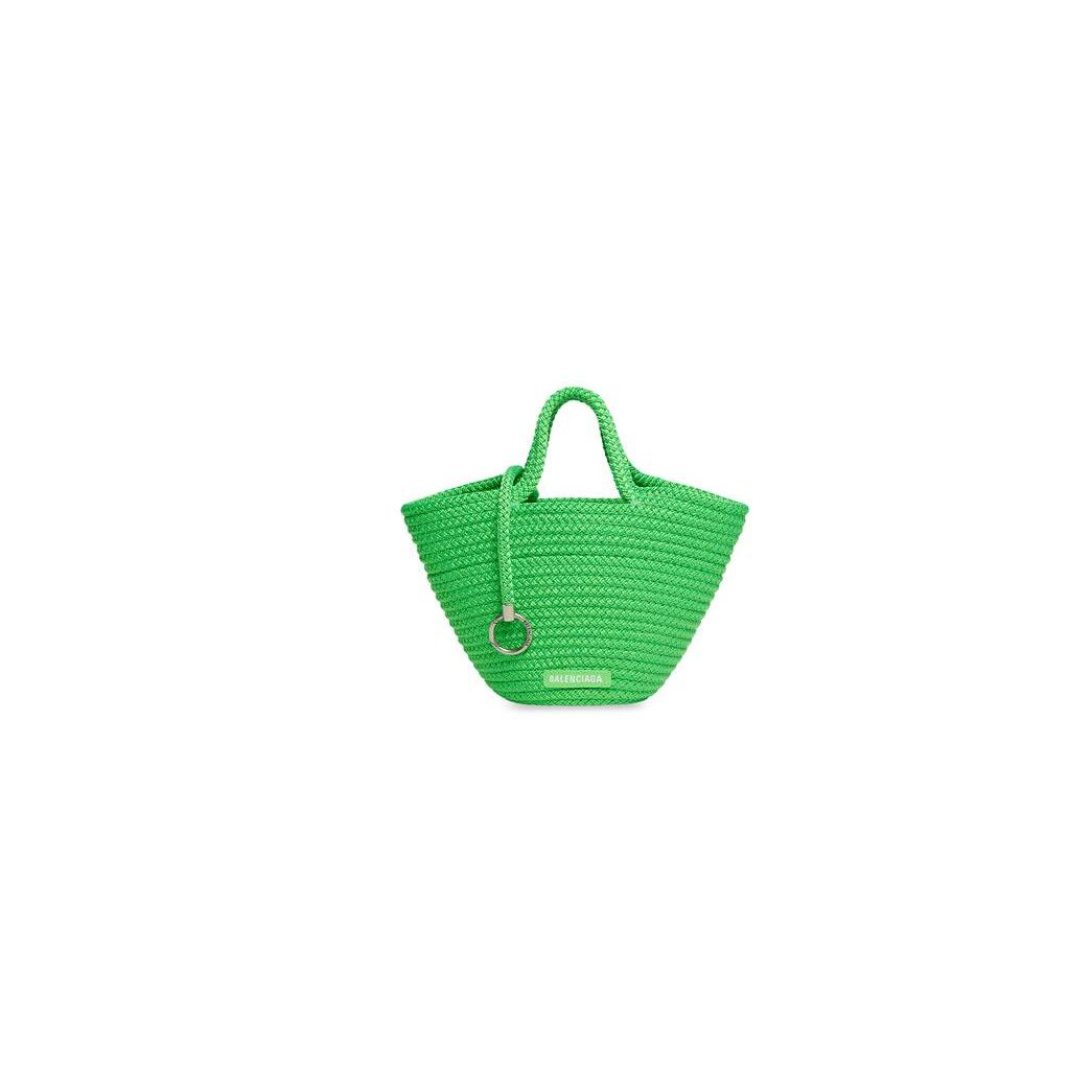 Women\'s Balenciaga Ibiza Small Basket With Strap Tote Bags Green | 1673LIEWB