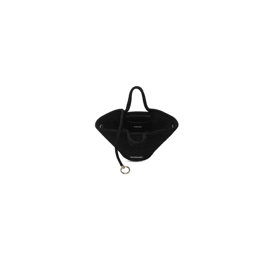 Women's Balenciaga Ibiza Small Basket With Strap Tote Bags Black | 7031MXWFE