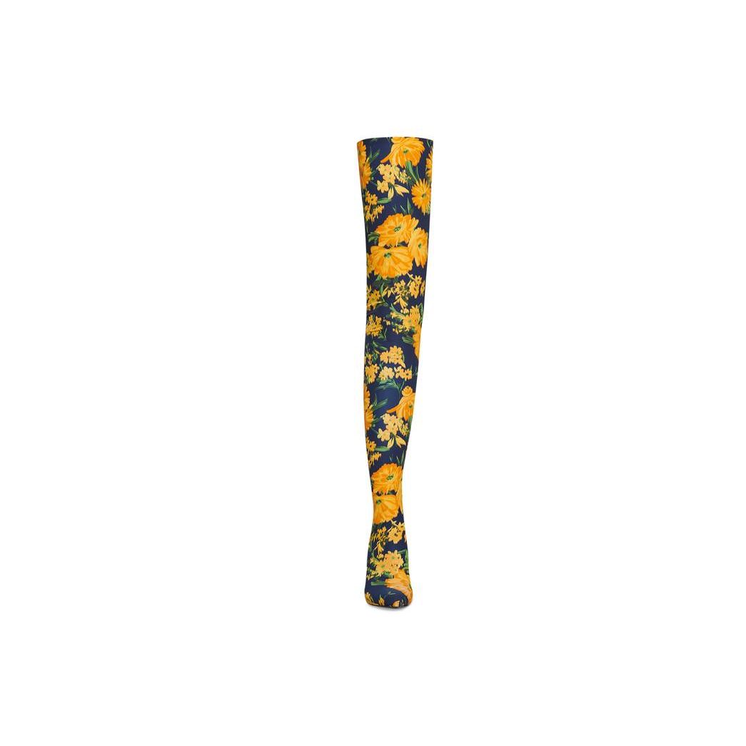 Women's Balenciaga Knife 110mm Overknee Bouquet Printed Boots Yellow | 2508GJFYI