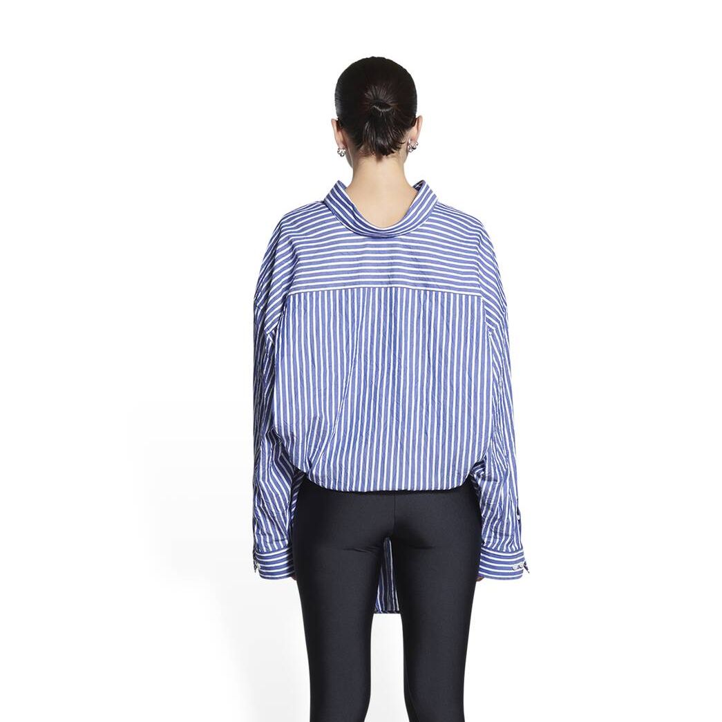 Women's Balenciaga Knotted Shirt Tops Blue | 9753PDHXQ