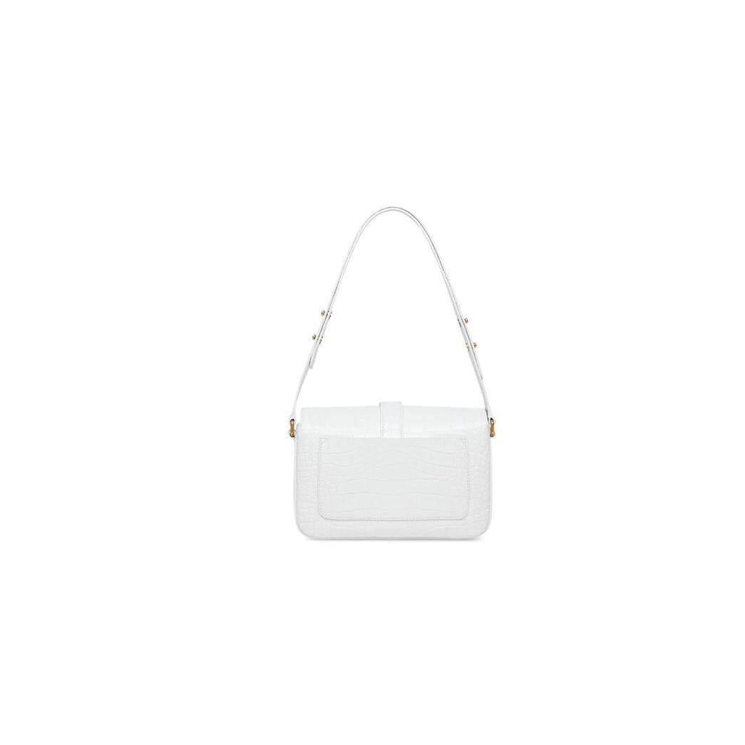 Women's Balenciaga Lady Small Flap Crocodile Embossed Off Shoulder Bags White | 7689WBMKI