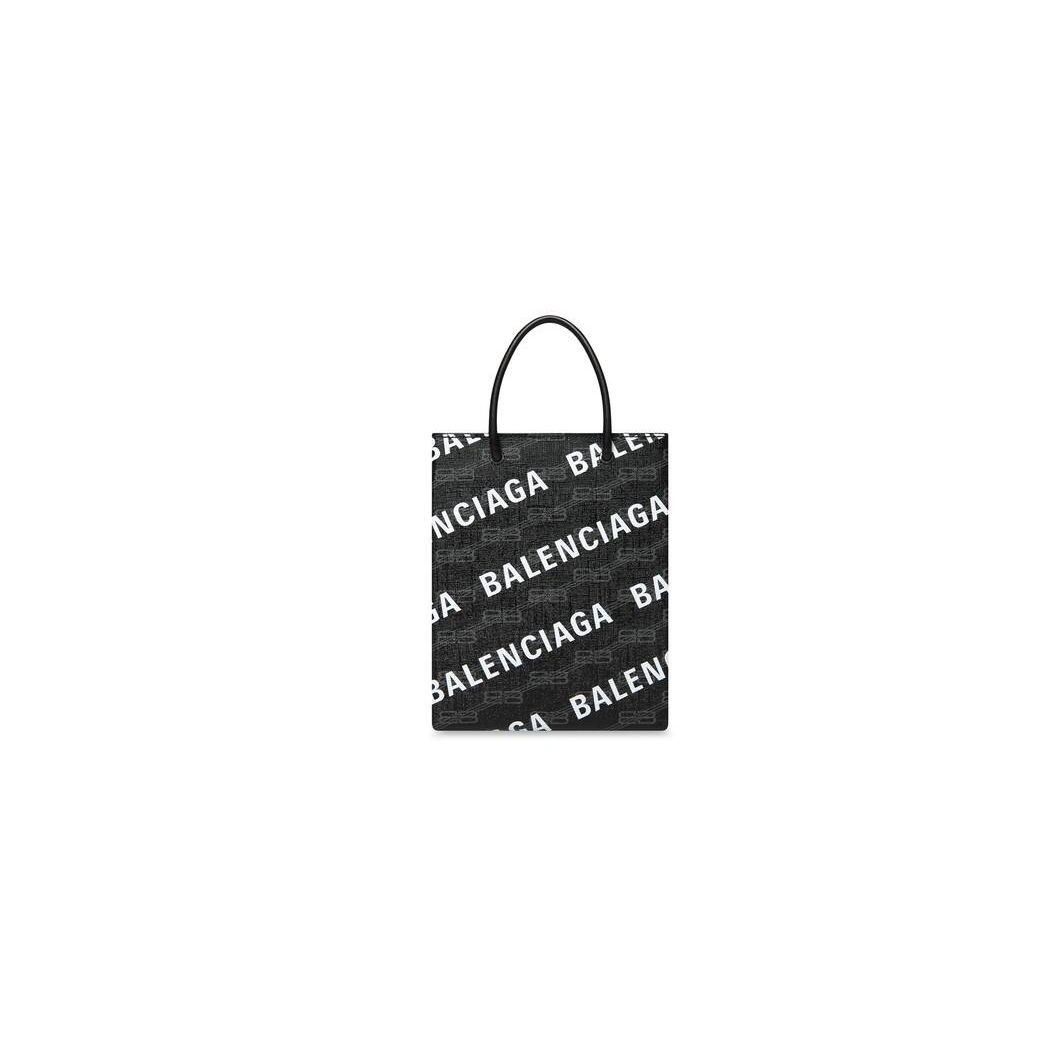 Women's Balenciaga Large Shopping Bb Monogram Coated Canvas And Allover Logo Tote Bags Black | 4537CRXQU