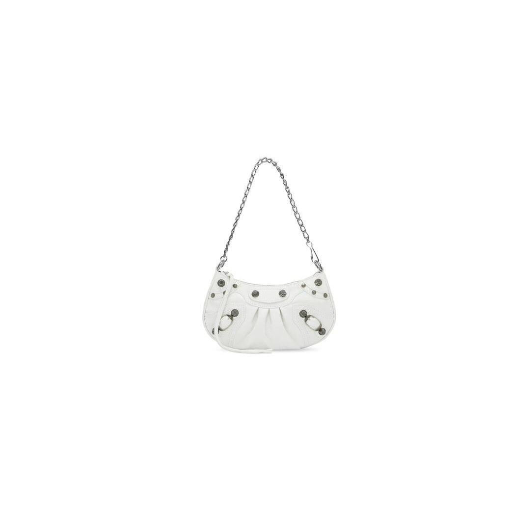 Women\'s Balenciaga Le Cagole Chain Off Mini Bag White | 1903TVWIX