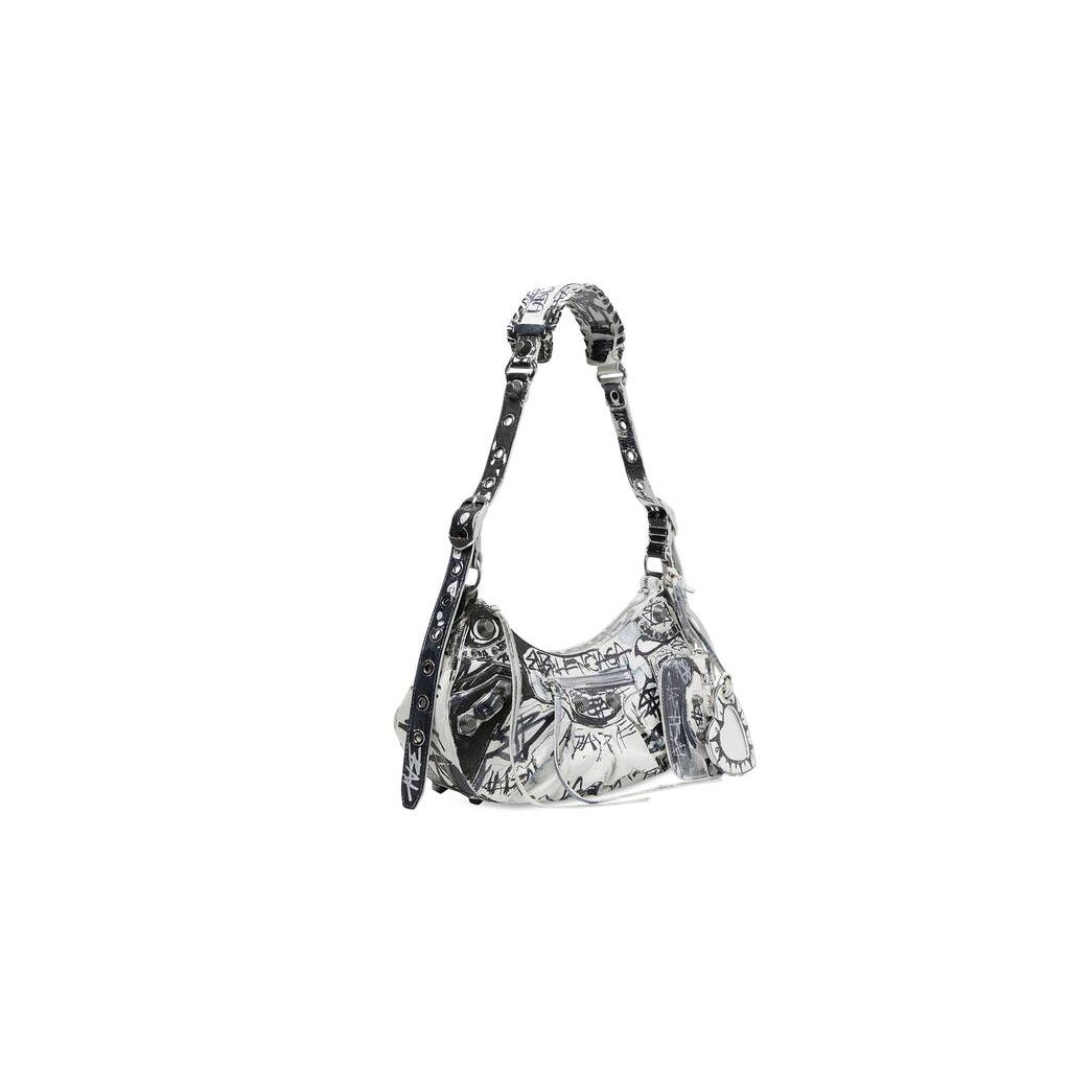 Women's Balenciaga Le Cagole Small Graffiti Shoulder Bags White | 6390JEXQI