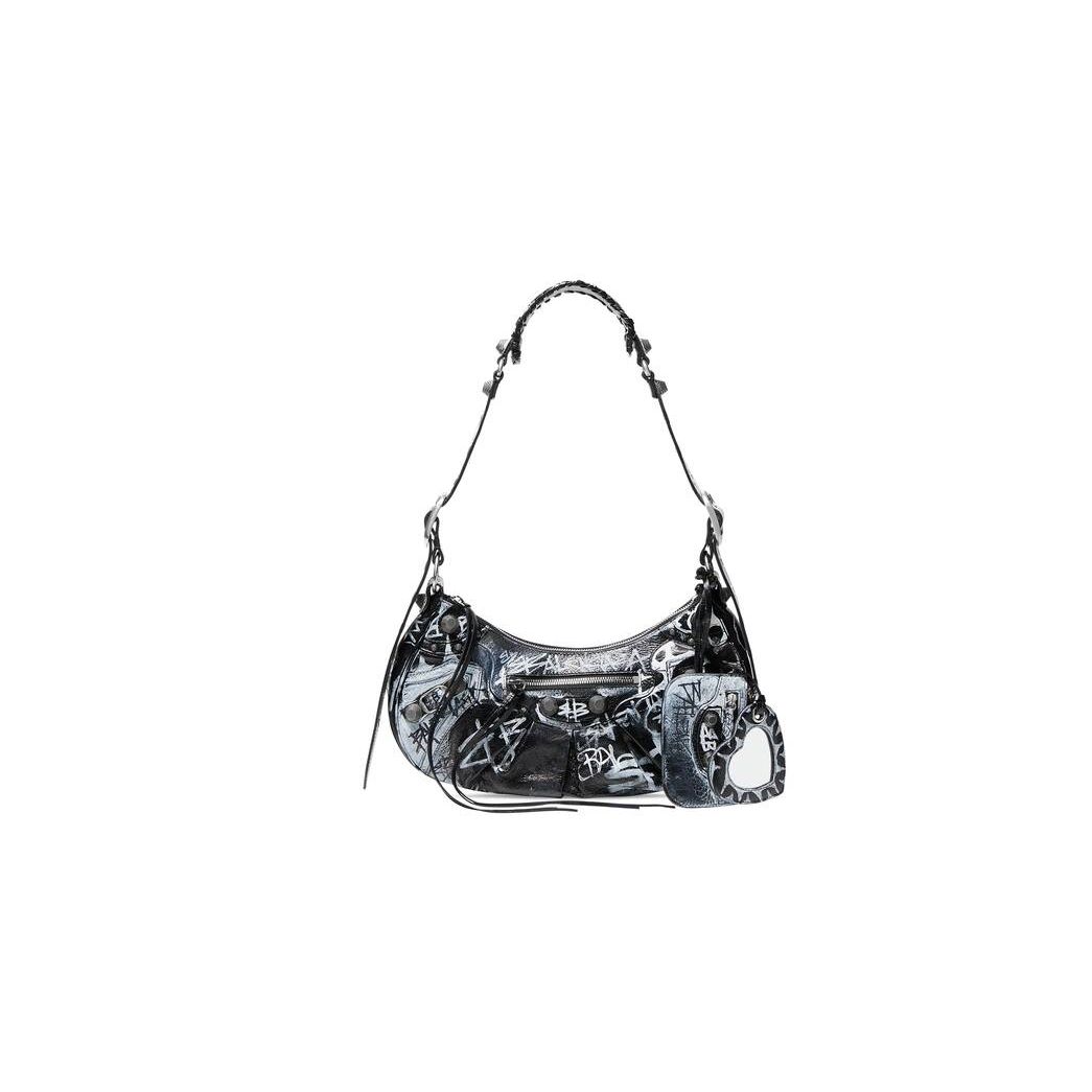 Women's Balenciaga Le Cagole Small Graffiti Shoulder Bags Black | 8546FEPAY